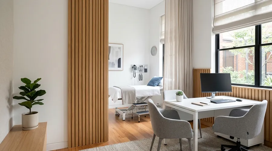 Illustration of a modern GP consultation room